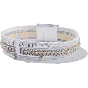 Cross Leather Bracelets Religious Jewelry for Women Boho Wrap Cuff Bangle